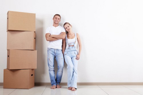 Office removals planning in Balham with boxes and workstations