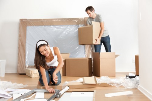 Boxes and packing materials arranged for Balham office relocation