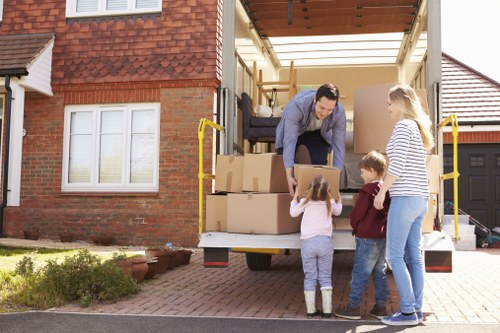 Packed household items ready for a removal van