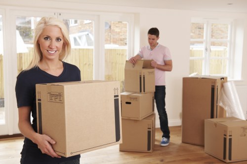 Packed moving boxes ready for Balham house removal