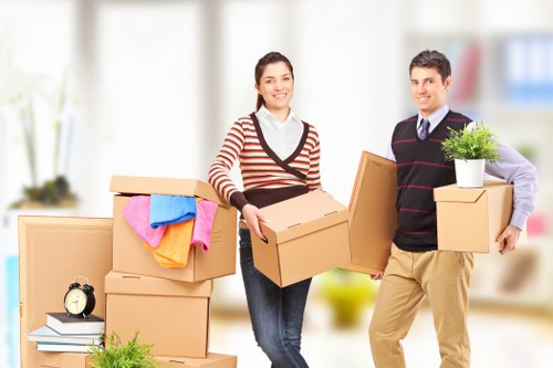 Professional Balham movers loading boxes into a removal van